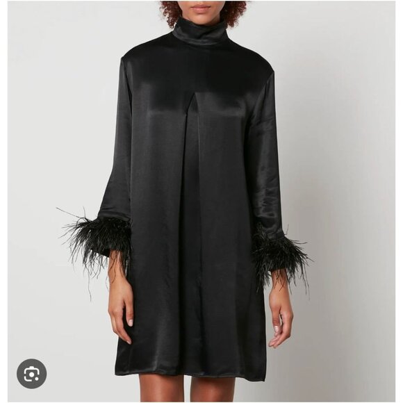 Sleeper Black Party Shirt Dress w/ detachable feather trims NWT - Size S - Picture 2 of 9